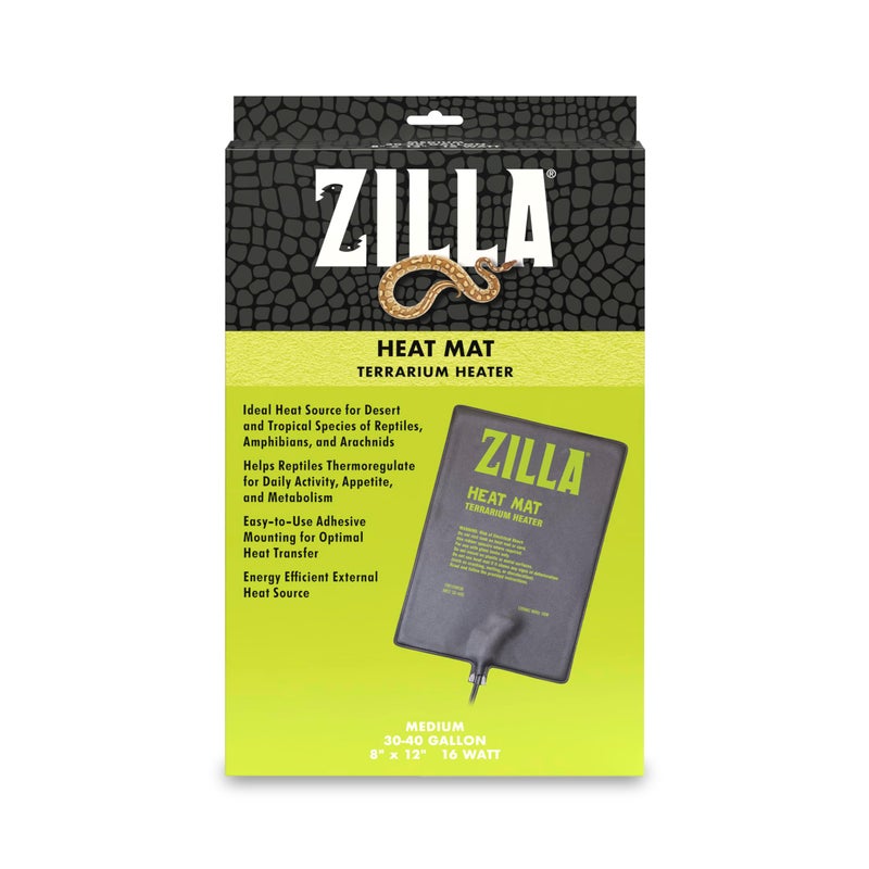 Zilla Heat Mat, Terrarium Heater for Reptiles, Snakes (Ball Pythons, Corn Snakes), Leopard Geckos, Tortoises, Amphibians and Arachnids, Medium, Fits 30-40 Gallon, 16 Watt - Image 1